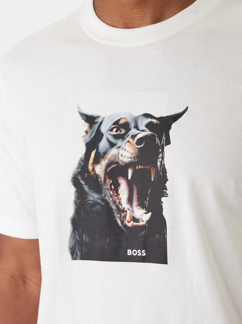 BOSS Cotton-jersey T-shirt with animal artwork