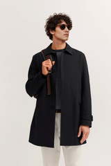 Bugatti Lightweight cotton coat with turn-down collar and concealed button placket
