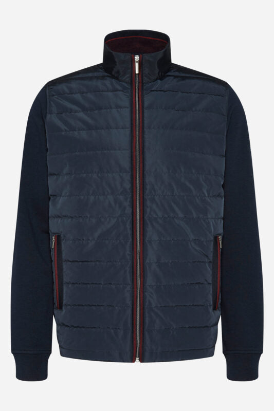 Bugatti Full Red Zip Casual Sweater Jacket in Navy Blue