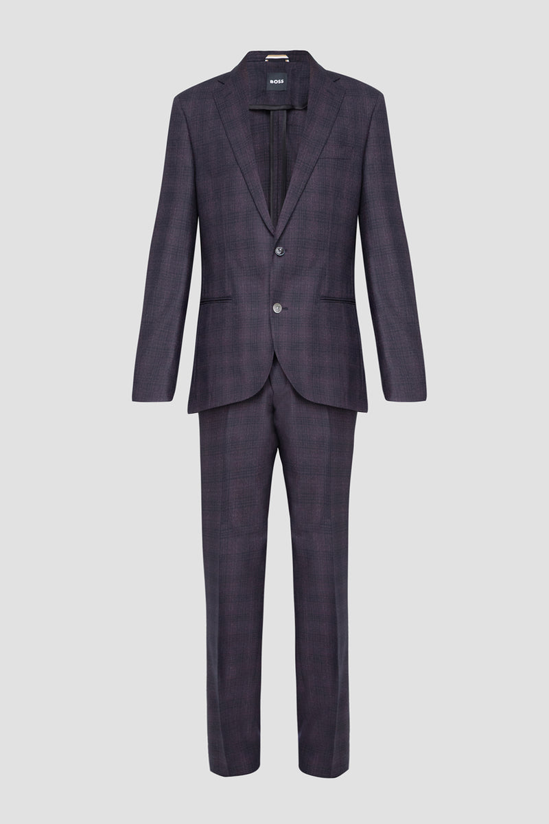 BOSS Checked Wool Slim Fit Suit