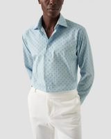 Eton Slim Fit Blue Dress Shirt with Cocktail Print