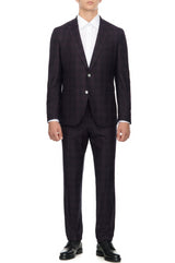 BOSS Checked Wool Slim Fit Suit