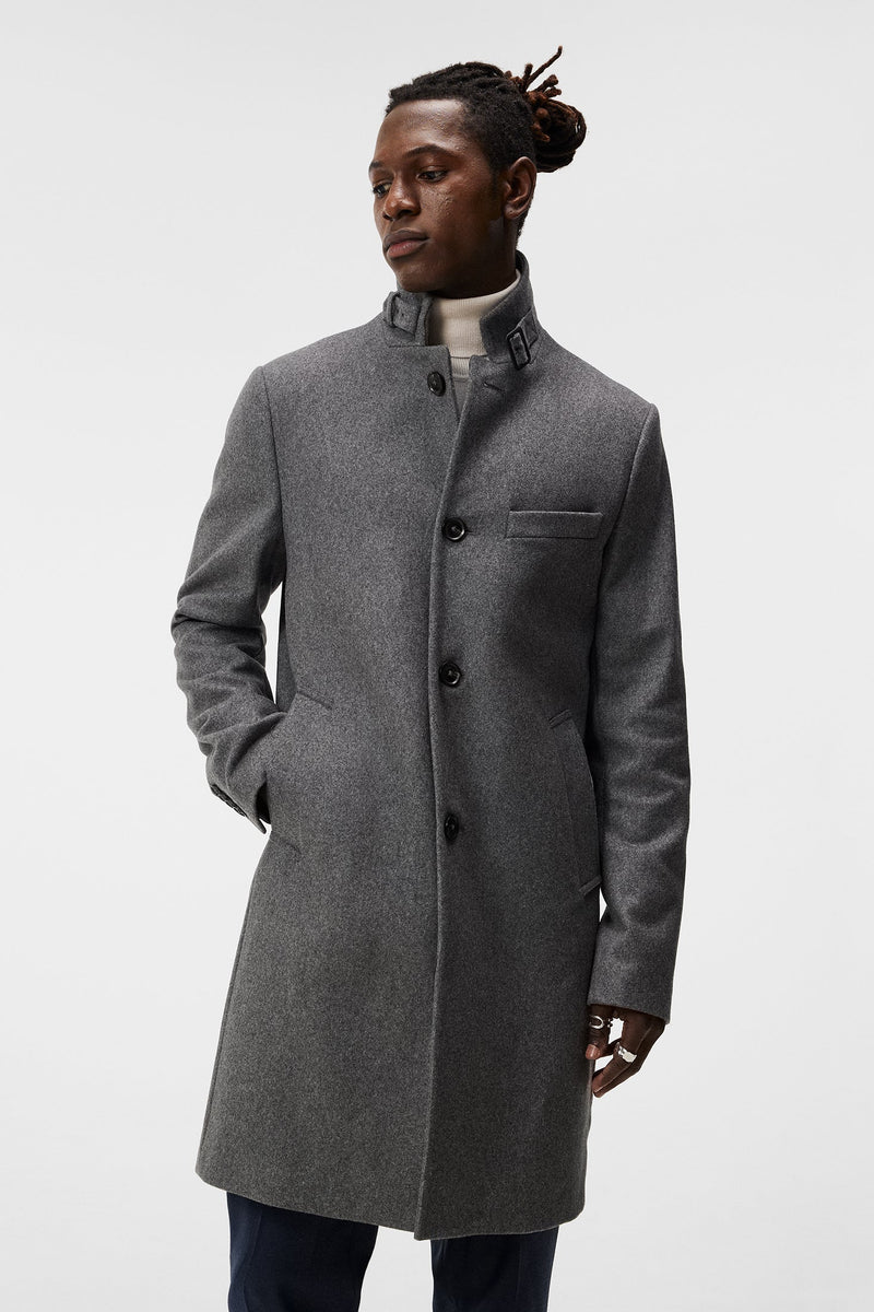 Lindeberg Holger Melton Mid Grey Melange Coat – Faded Soul
