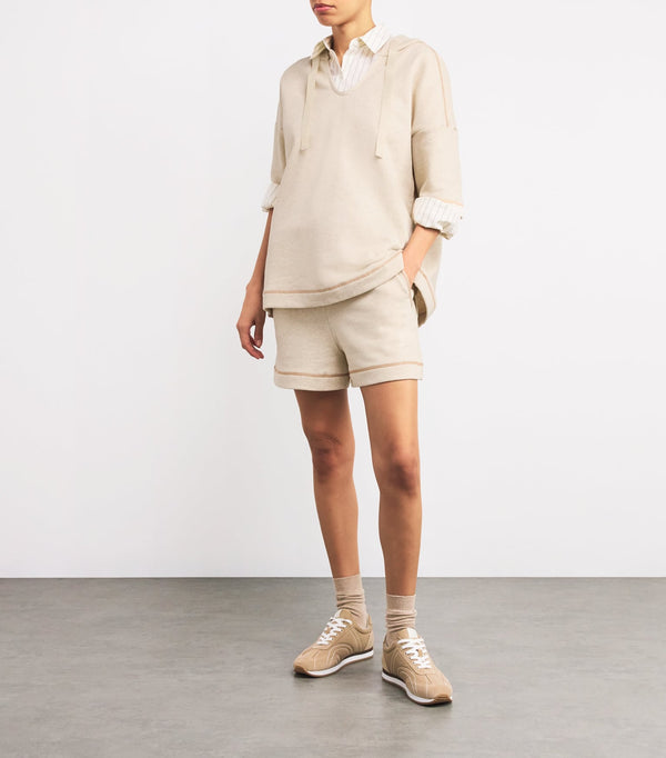 Max Mara Short-Sleeve Hooded Fascia Sweatshirt