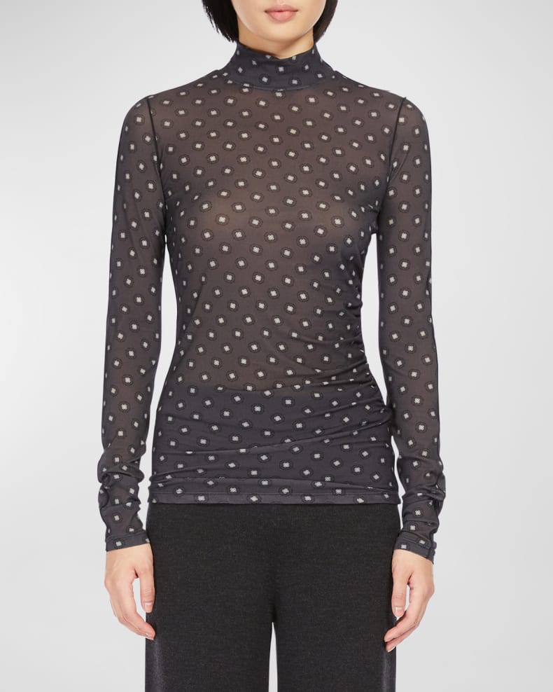 Max Mara Abituro Foulard Print Jersey Turtleneck