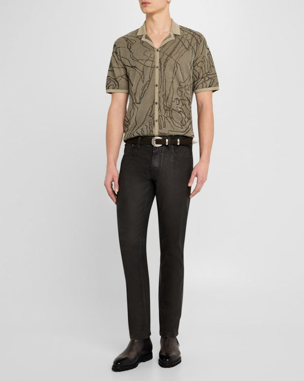 John Varvatos Holt Hand Drawing Camp Collar Shirt