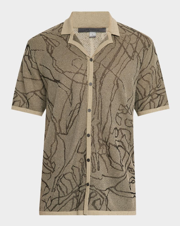 John Varvatos Holt Hand Drawing Camp Collar Shirt