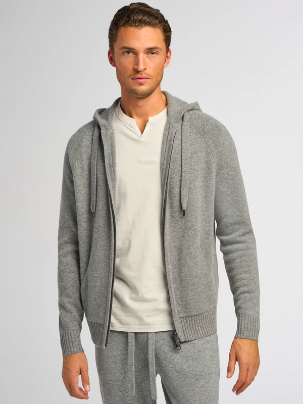 Good Man Brand Full Zip Sweater- Heather Grey