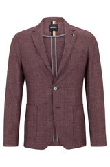 BOSS Slim-Fit Patterned Linen Jacket in Virgin Wool