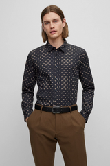 BOSS SLIM-FIT SHIRT IN PRINTED STRETCH COTTON