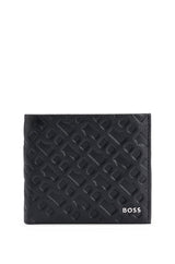 BOSS Dark Leather Wallet With Monogram print