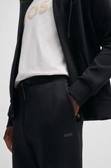 Boss Stretch-Cotton Tracksuit Bottoms with Logo Print