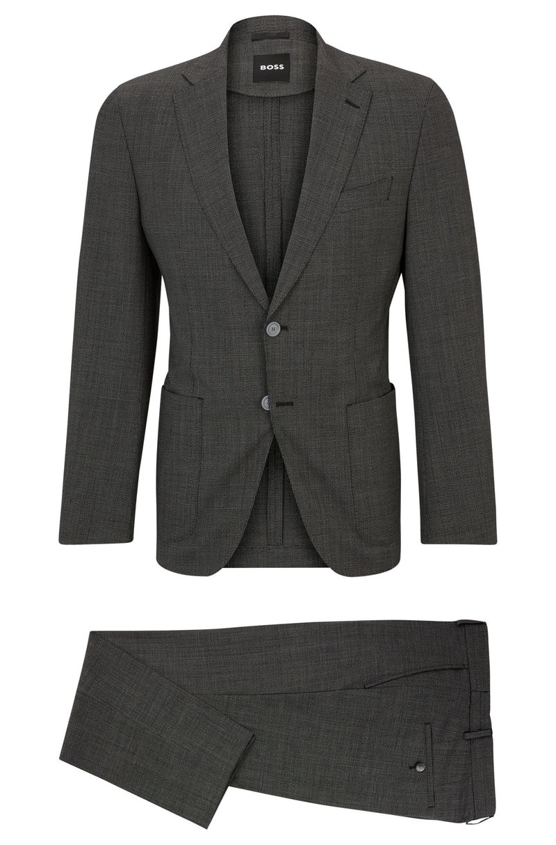 BOSS P-Huge-2Pcs-241 Slim Fit Suit in Micro Patterned Virgin Wool