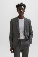 BOSS P-Huge-2Pcs-241 Slim Fit Suit in Micro Patterned Virgin Wool