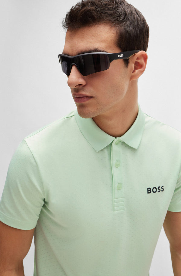 Boss Jacquard Polo Shirt With Contrast Logo