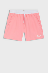 Swim shorts with contrast logo and piping