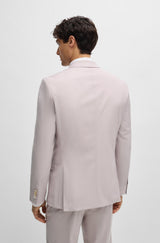 Boss SLIM-FIT Light Pink Suit In a Melange Wool Blend
