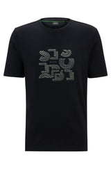 Boss Cotton Jersey T-shirt with Typographic Artwork