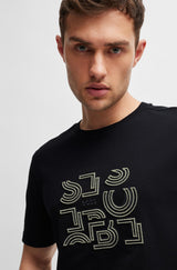 Boss Cotton Jersey T-shirt with Typographic Artwork