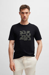 Boss Cotton Jersey T-shirt with Typographic Artwork