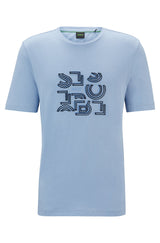 Boss Cotton Jersey T-shirt with Typographic Artwork