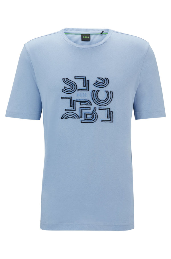 Boss Cotton Jersey T-shirt with Typographic Artwork