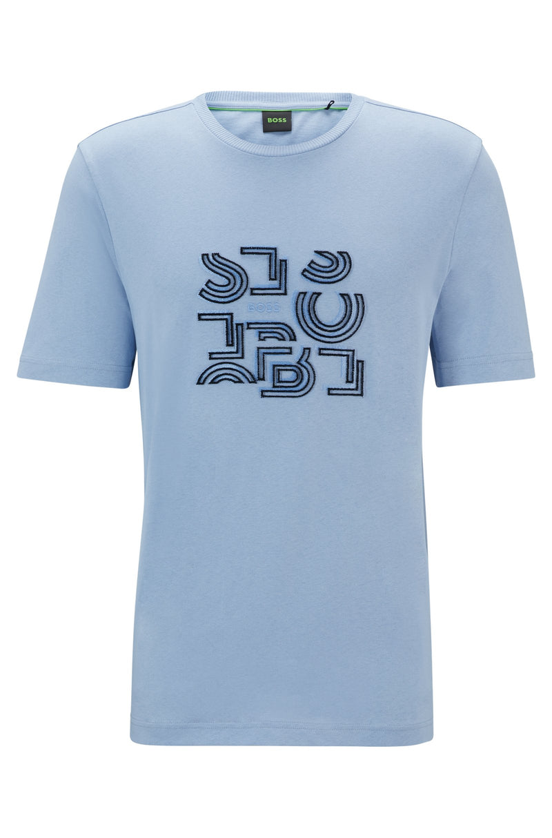 Boss Cotton Jersey T-shirt with Typographic Artwork