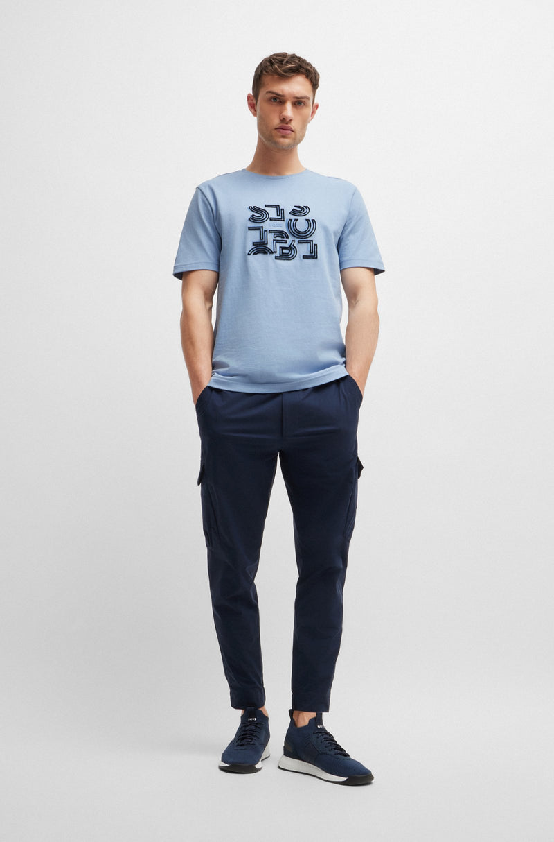 Boss Cotton Jersey T-shirt with Typographic Artwork