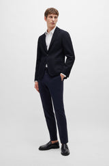 BOSS Slim-Fit Jacket in Wool-Blend Seersucker Fabric