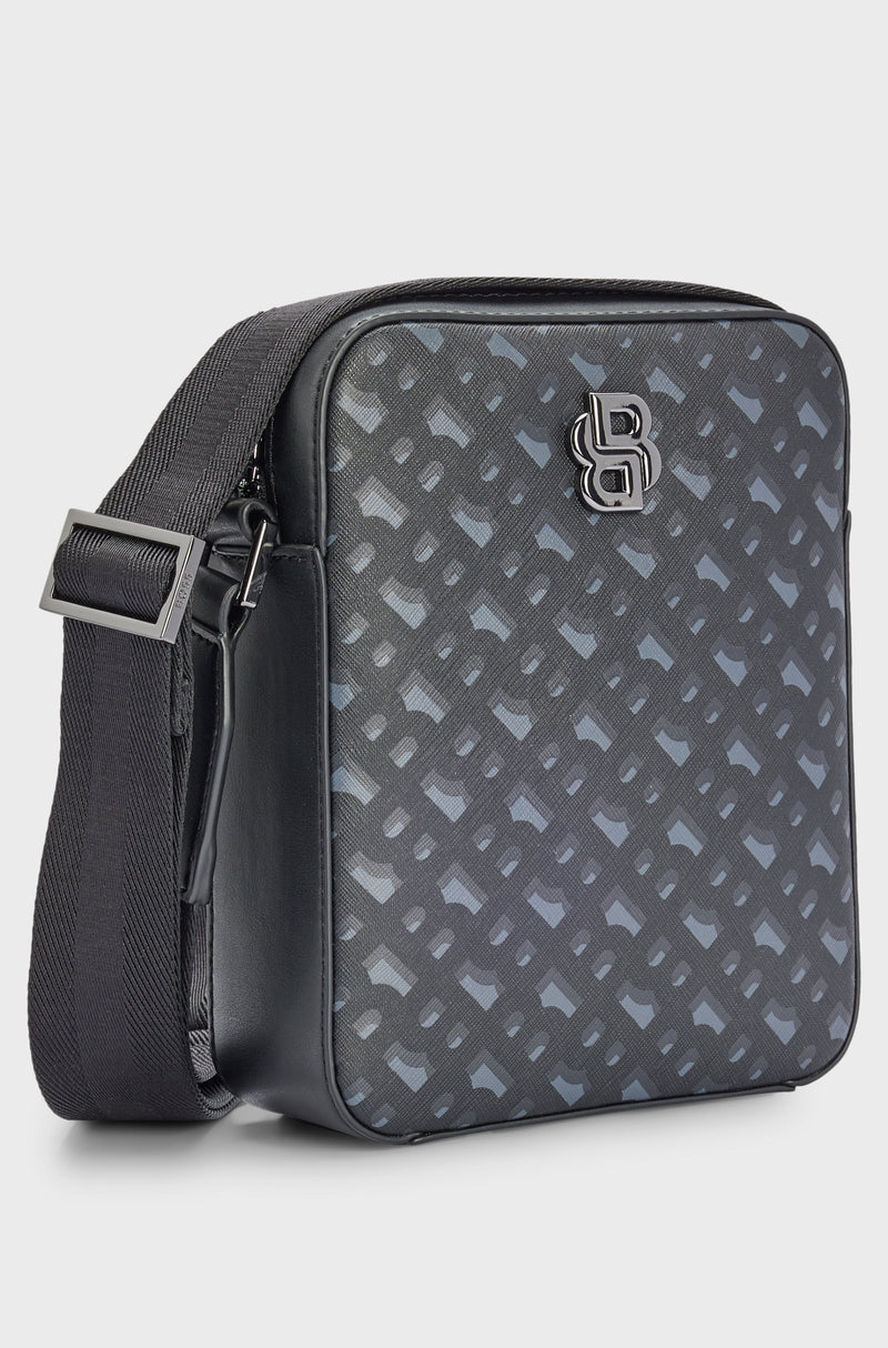 Boss MONOGRAM-PATTERN REPORTER BAG WITH SIGNATURE HARDWARE