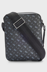 Boss MONOGRAM-PATTERN REPORTER BAG WITH SIGNATURE HARDWARE