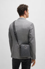 Boss MONOGRAM-PATTERN REPORTER BAG WITH SIGNATURE HARDWARE