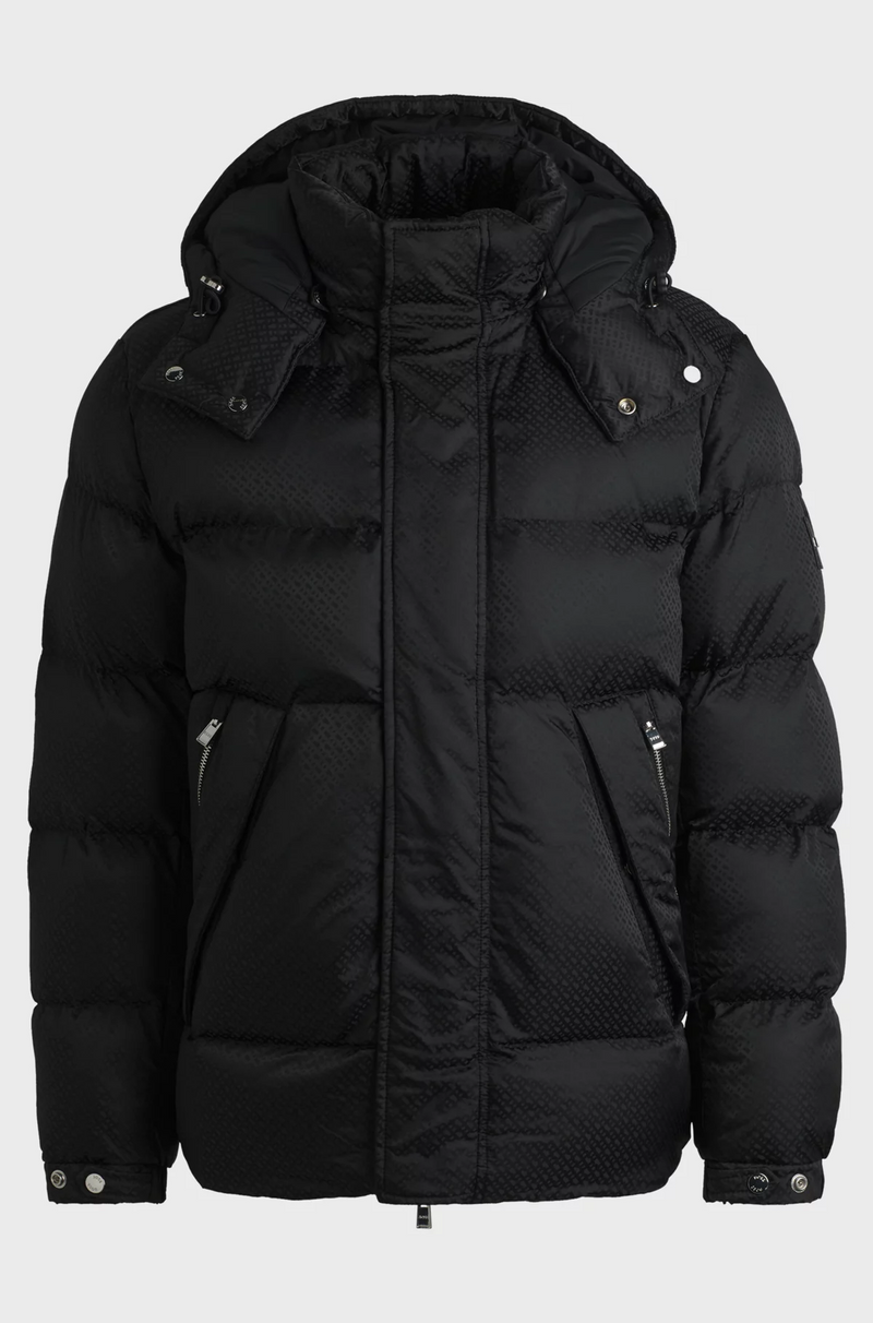 Boss Water-Repellant Puffer Jacket with Micro Monograms