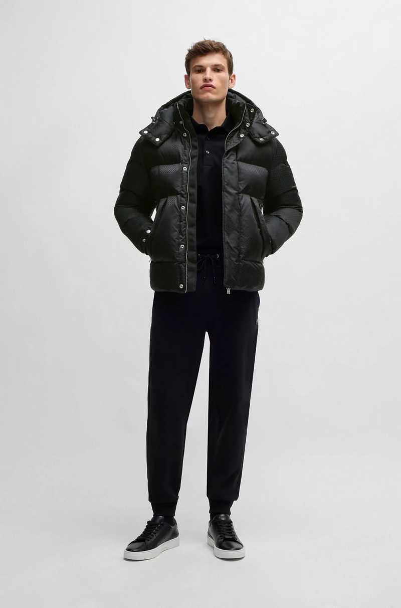 Boss Water-Repellant Puffer Jacket with Micro Monograms