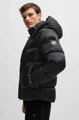 Boss Water-Repellant Puffer Jacket with Micro Monograms