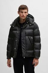 Boss Water-Repellant Puffer Jacket with Micro Monograms