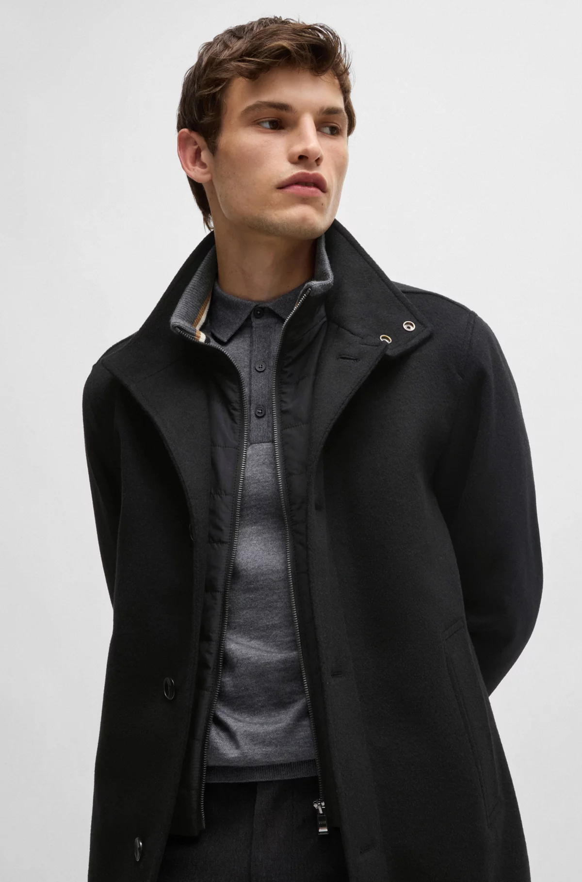 トップス cornerstone 23aw short coats 46 Boss Relaxed-Fit Short Coat in Virgin Wool and Cashmere – Faded Soul