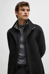 Boss Relaxed-Fit Short Coat in Virgin Wool and Cashmere