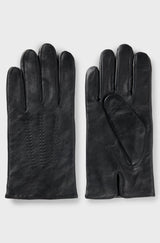 Touchscreen-friendly gloves in leather with metallic logo lettering