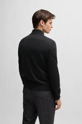 Boss Regular-Fit Zip-Neck Sweater in Virgin Wool - Black