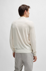 Boss Regular-Fit Zip-Neck Sweater in Virgin Wool - White