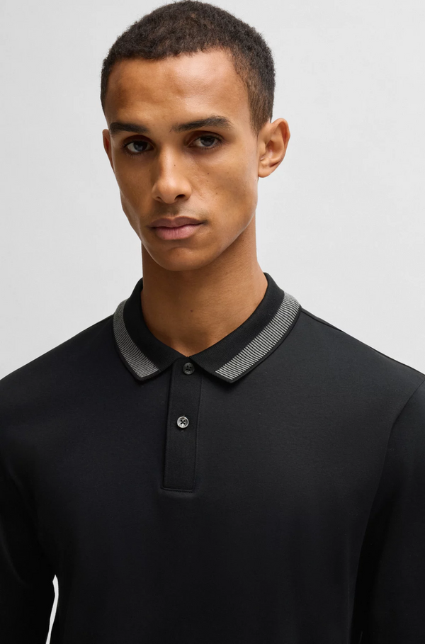 Boss Mercerised-Cotton Slim-Fit Polo Shirt with Collar Detail