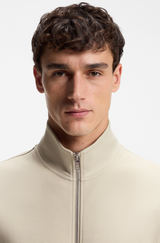 Boss Zip-up sweatshirt in mercerised stretch-cotton piqué