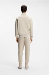 Boss Zip-up sweatshirt in mercerised stretch-cotton piqué