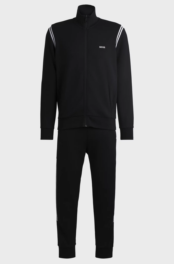 Boss Stretch-Cotton Regular-Fit Tracksuit with Stripe Inserts