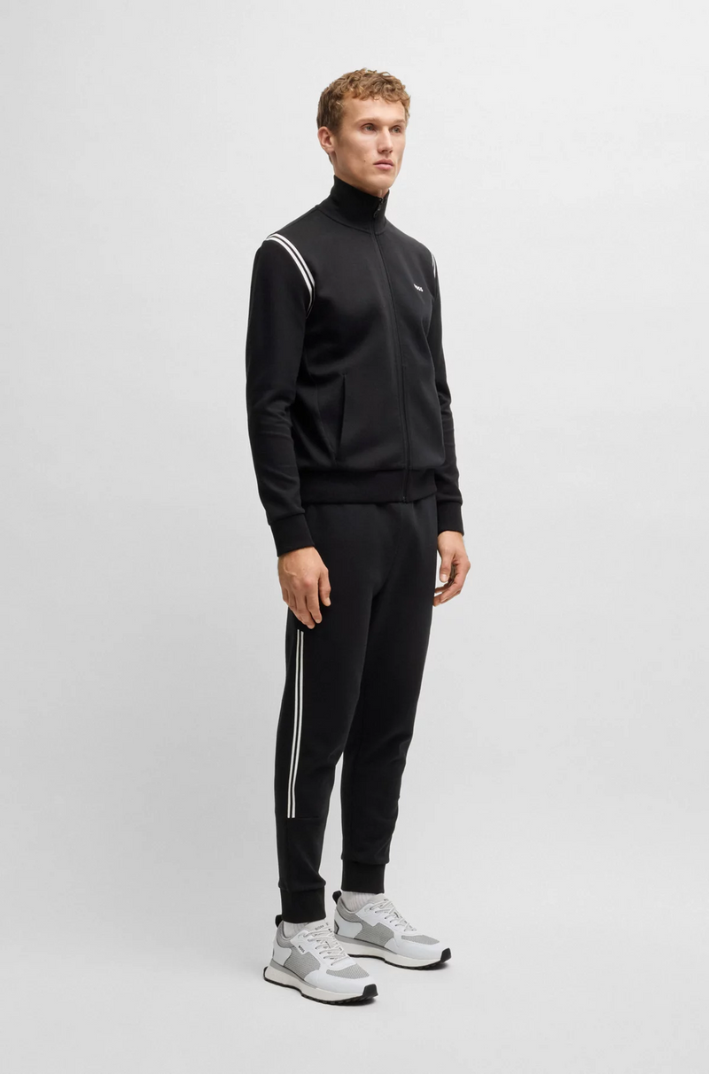 Boss Stretch-Cotton Regular-Fit Tracksuit with Stripe Inserts