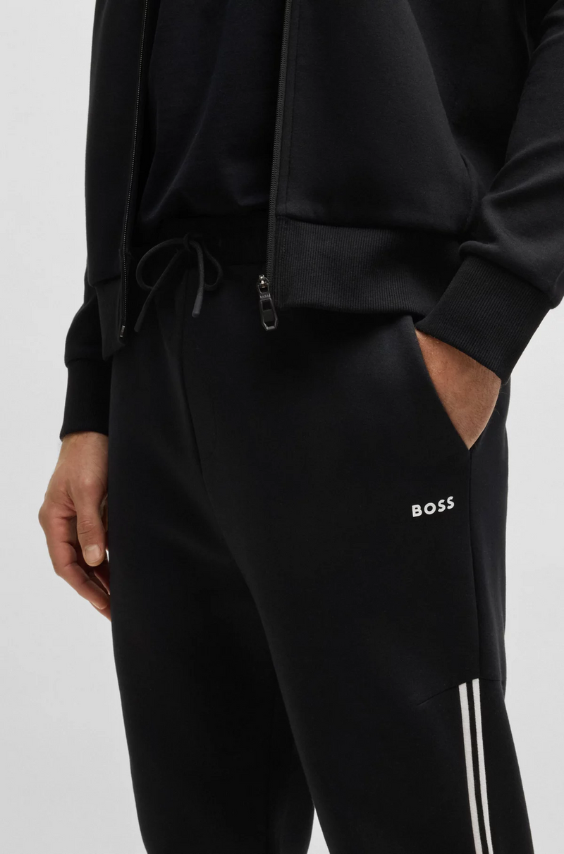 Boss Stretch-Cotton Regular-Fit Tracksuit with Stripe Inserts