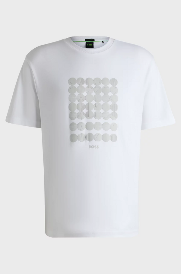 Boss Interlock-Cotton T-shirt with Circle Artwork