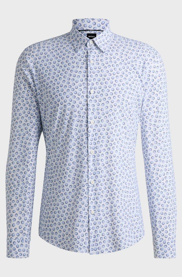 Boss Slim-Fit Shirt in Floral-Print Performance-Stretch Jersey