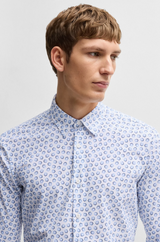 Boss Slim-Fit Shirt in Floral-Print Performance-Stretch Jersey